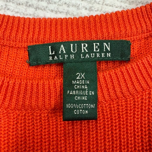 Lauren Ralph Lauren Orange Blue Knit Popover Sweater Women’s 2X Auburn Bears - Picture 2 of 8